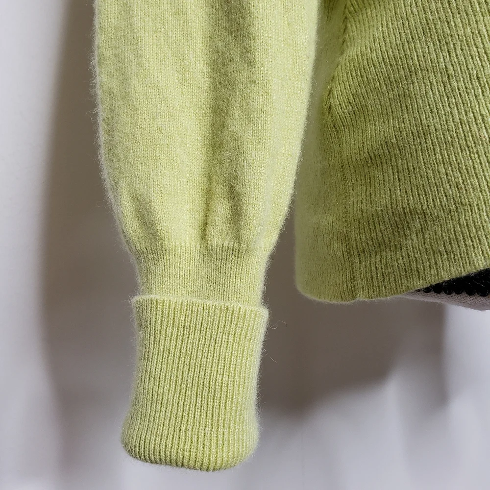 Vintage Sweater Cardigan Small Cashmere Marshall Fields Green Crewneck - Picture 4 of 15